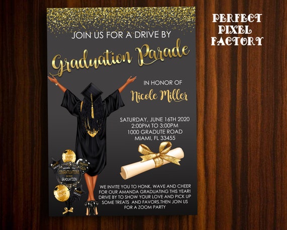 Graduation Invitation,Graduation Parade, Zoom party, Drive by, Graduate, Graduation Party, Class of 2020, Party Invitation, printable Il_570xn