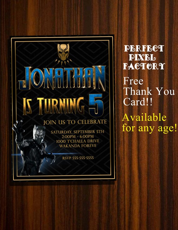 Black Panther Invitation, Black Panther Invite,Black Panther Birthday Party, Digital Invitation,Avenger, Superhero invitation Il_570xn