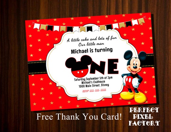 Mickey Mouse Invitation,Mickey Mouse Party,Photo invitation,Mickey invitation,Mickey Mouse Clubhouse,Printable Invitation, Invitations Il_570xn