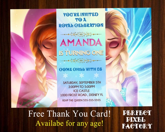 Frozen Invitation, Frozen Birthday, Disney's Frozen,Frozen Party,Printable Invitation,diy,Elsa,Anna,Olaf,Made To Order,Perfect Pixel Factory Il_570xn