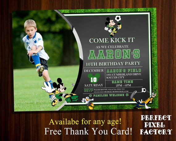 Mickey Mouse invitation,Mickey soccer Invitation, Mickey Sport Invitations, Mickey Mouse Clubhouse,Mickey Party,Chalk invitation, Il_570xn