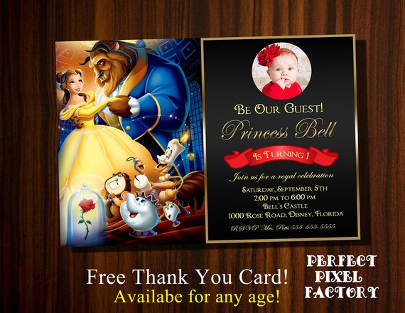 Beauty and the beast, Beauty and Beast invitation, Bell, Disney's Beauty and the Beast, Disney Princess, Elegant invitation, Gold Invitation Il_570xn