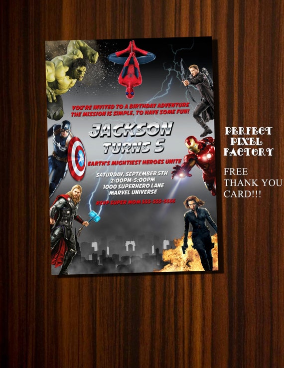 Avengers Invitation,Superhero Invitation,Avengers Birthday, Avengers Party, Heroes Invitation,Avengers, Marvel Invitation,Spiderman Il_570xn