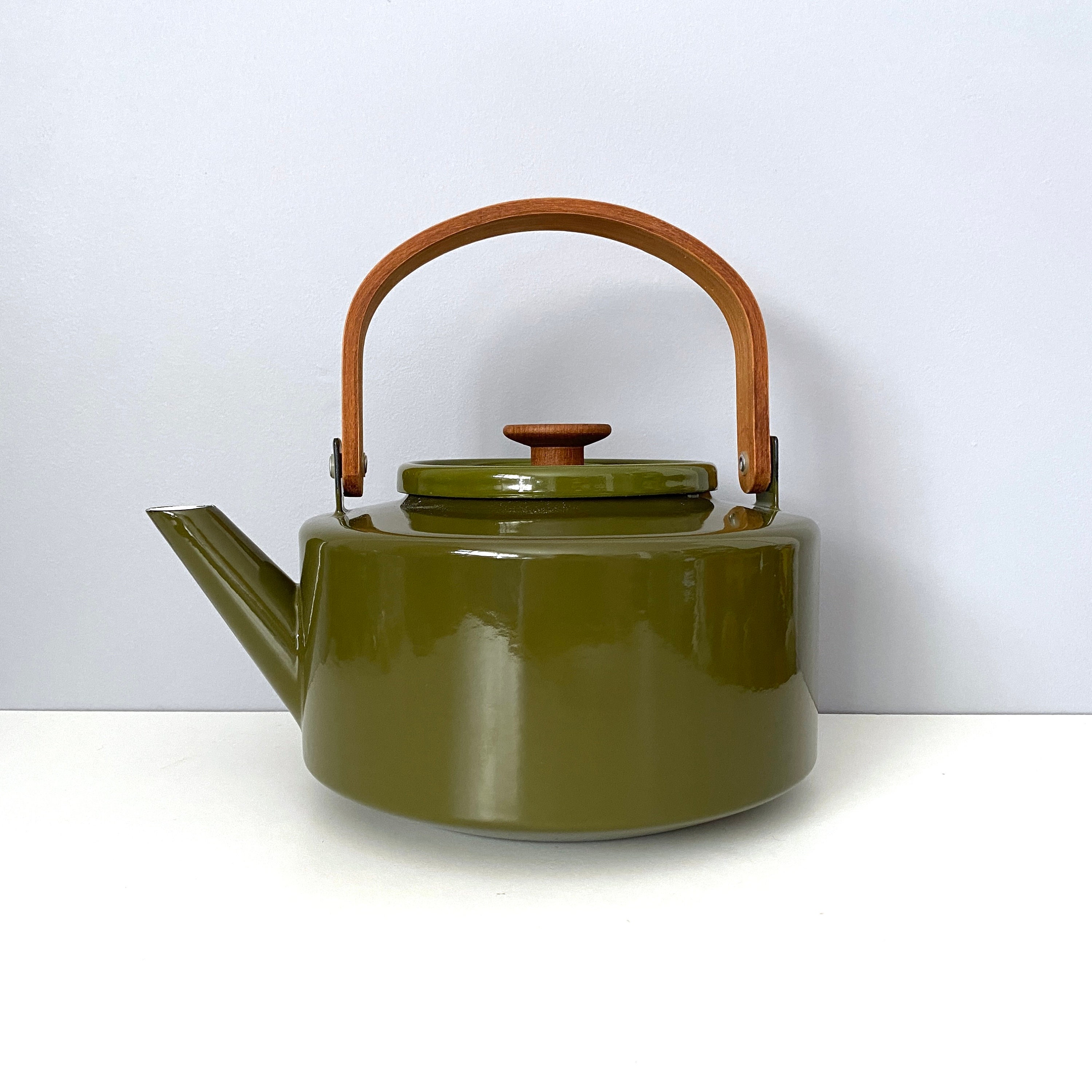 Vintage Copco Tea Kettle by Michael Lax - Olive Green Enamel Vintage Copco Tea Kettle by Michael Lax - Olive Green Enamel