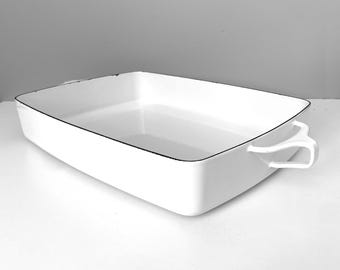 Vintage Dansk Kobenstyle white enamel baking pan 16x13