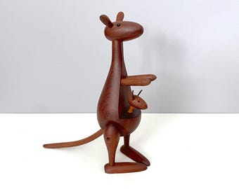 Very rare Chris Vejle Denmark teak kangaroo & joey