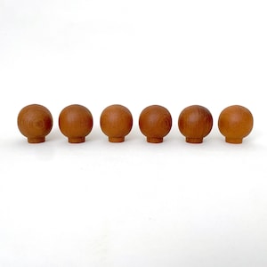 Boutons vintage en forme de boule en TECK pour tiroirs, portes 1 3/4" de diamètre, lot de 6