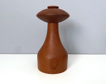 Dansk teak pepper mill UFO style with Peugeot grinder #895
