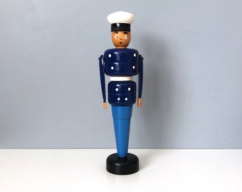 Rare vintage stacking policeman toy made in Denmark, 9 3/4&quot;