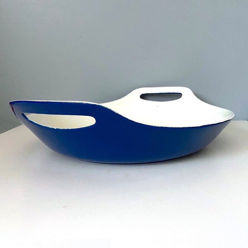Large Copco blue/white paella pan  enameled cast iron  image 1