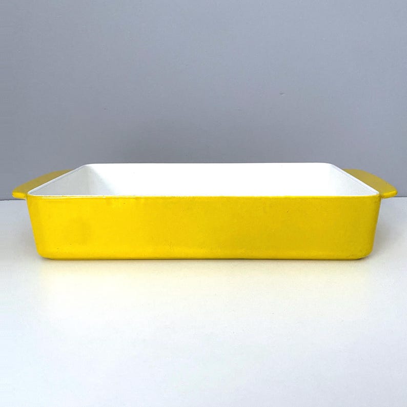 Vintage Copco enamel cast iron oven pan designed by Michael Lax Made in Denmark afbeelding 7