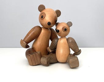 Rare Zooline Schooline jointed Panda bear pair 6" and 4.5" like new!