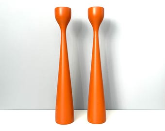 Tulip candlesticks from Illums Bolighus, Copenhagen Denmark - burnt orange