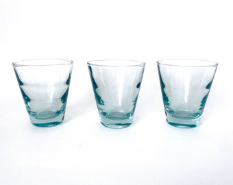 Ripples aqua juice glasses designed by Freda Diamond for Libbey Glass