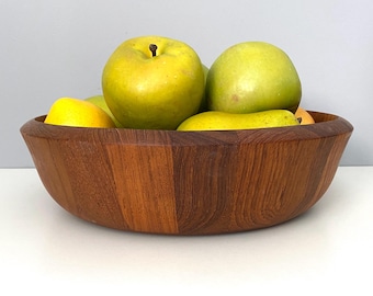 Dansk staved teak bowl, 11.5" diameter, shallow - perfect condition!
