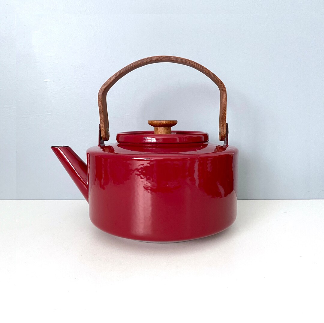 Vintage Enamel Copco Tea Kettle by Michael Lax Rare Cranberry Etsy