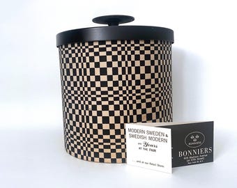 Laurids Lonborg Girard style ice bucket for Bonniers in NYC - op art look!