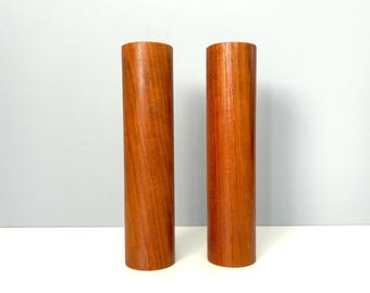 Tall 8" Ernst Henriksen teak candlesticks - beautiful condition, hard to find!