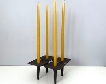 Dansk vintage cast iron 4-square candleholder Quistgaard Denmark