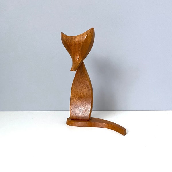 Vintage Oberlander wooden fox, hand carved in Switzerland