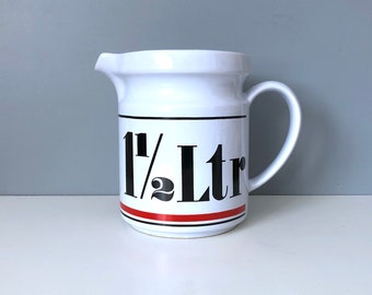 vintage typography pitcher, Waechtersbach W. Germany - 1 1 /2 Liter