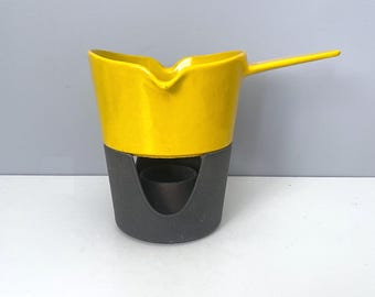 Vintage Copco 113 Sauce bowl and warmer - enameled cast iron, bright yellow