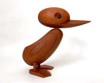 Vintage Mid Century Modern Danish Teak Wood Duck Bird Figure Hans