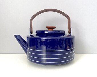 Vintage Copco Tea Kettle by Michael Lax - RED Enamel With Vintage Copco Tea Kettle by Michael Lax - RED Enamel With