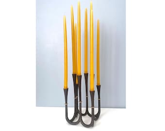 Dansk Jens Quistgaard cast iron & brass candelabra candleholder 8 candles