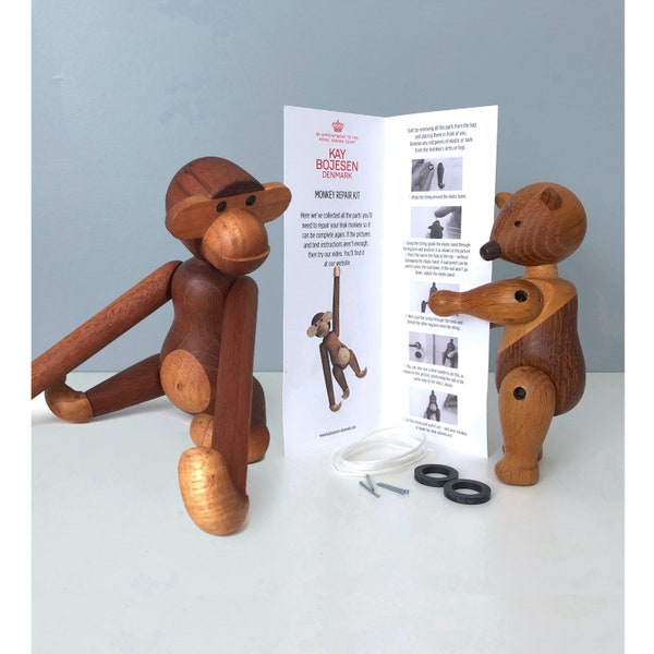 Authentic repair kit for one Kay Bojesen monkey, rabbit, or bear