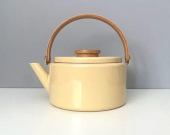 Copco enamel tea kettle 119 by Michael Lax - champagne with beech wood handle