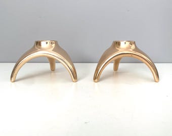 GA Bronze Denmark Danish Modern tripod candleholders - very rare!  Made in Denmark 1950s?
