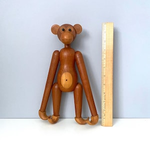 BIG 12&quot; jointed Bojesen style teak monkey made in Japan - very nice condition!