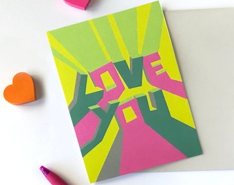 Love you card, I love you card, I love you cards for him, Love card for boyfriend, Valentine love card, Anniversary card for husband, Modern