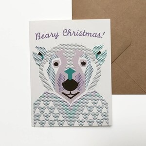 Urso de Natal, cartão de Natal de urso, arte de urso de Natal, urso de férias, cartões de Natal fofos, urso de ponto cruz, amantes de urso, presente de amante de urso
