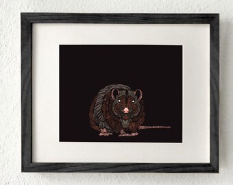 Rat, Rat gift, Rat art, Rat decor, Rat wall art, Year of the rat, Rat lover, Year of the rat 2020, Year of the rat art, Rat art print
