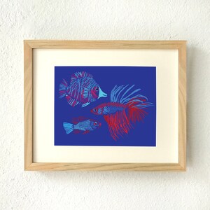 Tropical fish, Tropical fish art, Tropical fish decor, Fish art print, Fish illustration, Fish lover gift, Beach home gift, Sea life art
