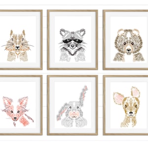 Woodland Animal Nursery Prints Woodland Nursery Decor Woodland Animal Wall Art Prints Gift for Woodland Baby Shower Nursery Art Girl Nursery