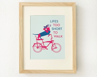 Dachshund art, Dachshund art print, Dachshund gift, Bicycle wall art, Bike art, Dachshund lover gift, Dachshund home decor, Dachshund print