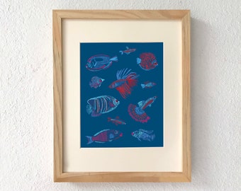 Tropical fish, Tropical fish decor, Tropical fish print, Fish gifts, Fish decor, Fish print, Fish poster, Aquatic art, Underwater art, Fish