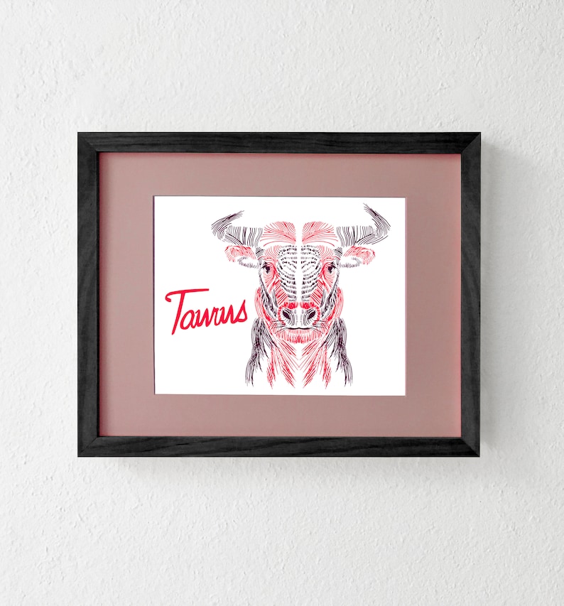 Tauro, zodiaco Tauro, regalos Tauro, arte Tauro, regalos del zodiaco, regalos de abril, cumpleaños de mayo, arte del zodiaco, regalo para Tauro, decoración del hogar del zodiaco imagen 2