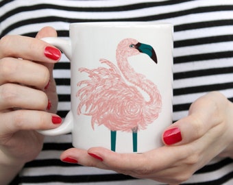 Flamingo, Flamingo gifts, Pink Flamingo, Flamingo mug, Coffee lover gift for her, Tea lover mug, Pink mug, Animal lover gift idea, Mug bird