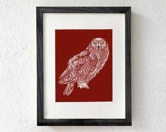Owl art, Snowy owl art, Owl wall art, White owl, Owl art print, Owl print, Personalized art print, Owl illustration, Owl decor, Owl poster