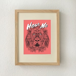 Lion art, Lion art print, Lion wall art, Lion decor, Lion print, Feminist art, Feminist art print, I am woman, Feminist quote, Lion gifts