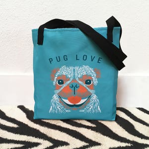 Pug gift, Pug lover gift, Pug gifts for her, Pug lovers, Pug love, Cute Pug, Pug art, Dog tote, Dog bag, Dog pug, Book bag, Grocery bag, Pug