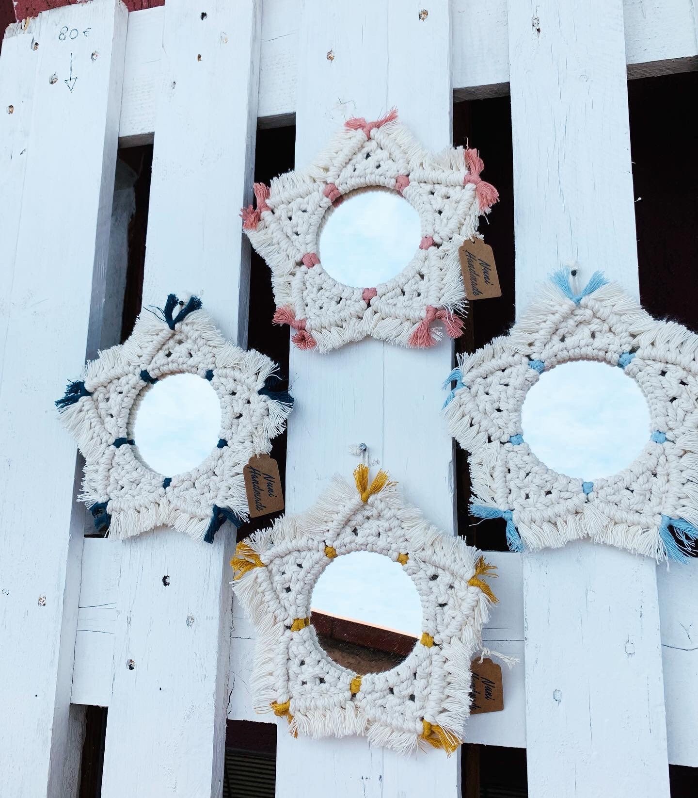 Macrame mirror 10 cm frame 4 color variations Etsy