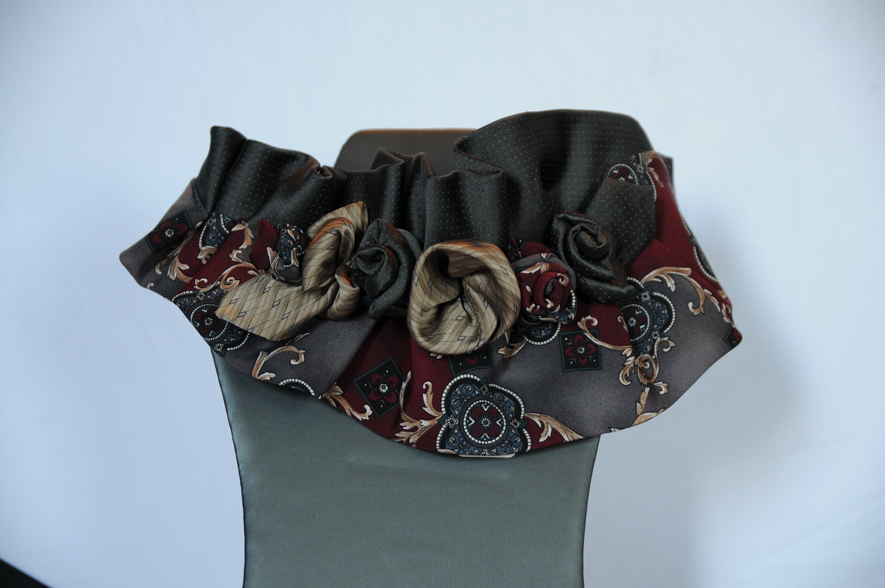 Upcycled silk ruffled neck peice from mens tie Etsy