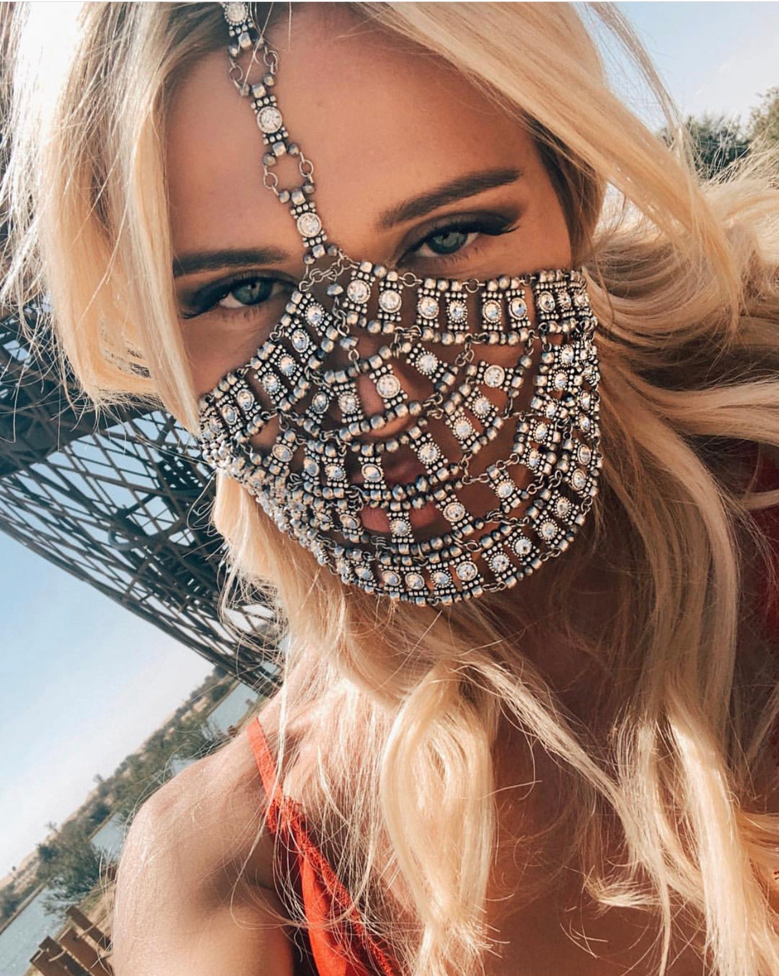 Silver Face Mask Yasmin Metal Face Jewelry Etsy