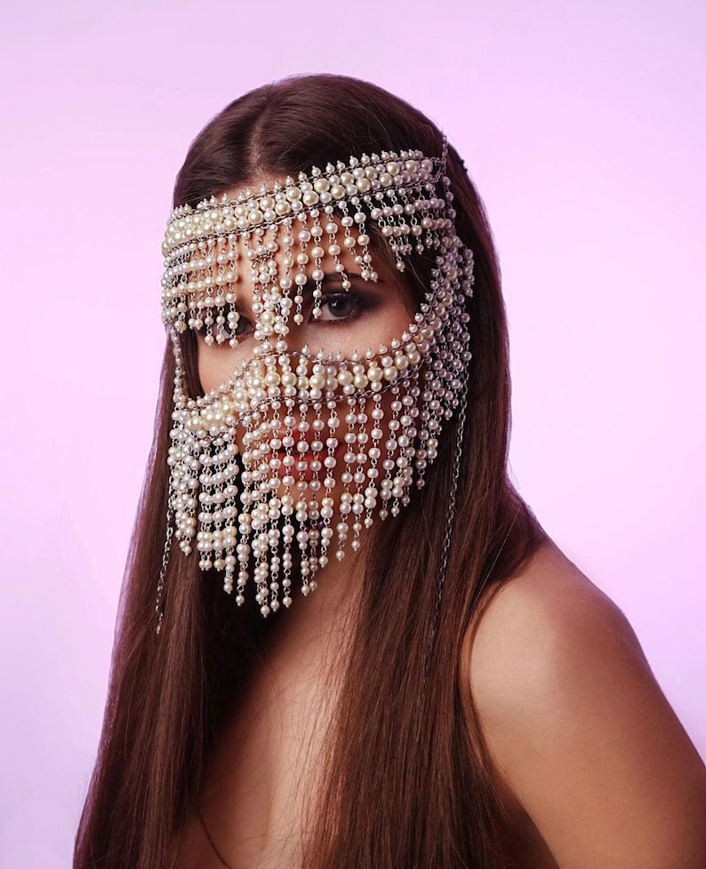 Tribal Face Mask Samira Pearl Burqa Face Mask image 0