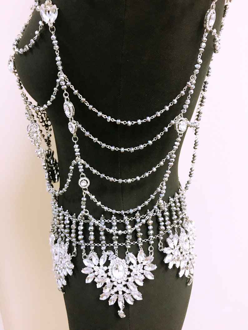 Crystal Body Jewelry Erin Rhinestone Harness Etsy